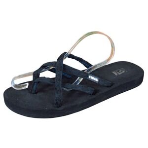 Teva Olowahu Women Sandal Size 10 Casual Summer Comfort Strappy Black Fabric